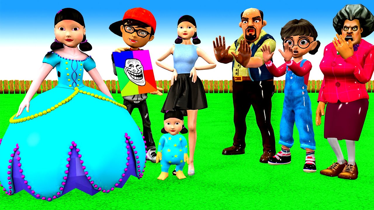 Scary Teacher 3D vs Squid Game Baby Dress Squid Girl Nice or Error 5 Times Challenge TANI Winning #1