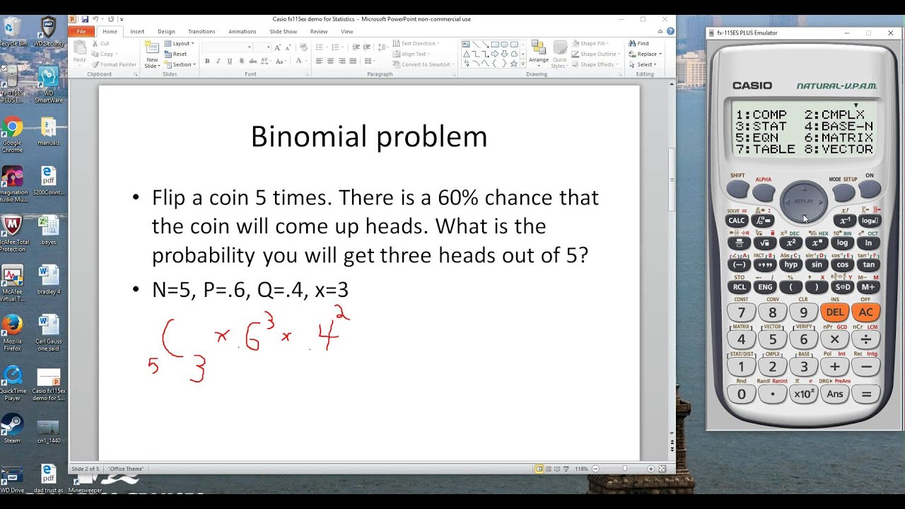 Binomial and Normal Distributions on the Casio fx115es
