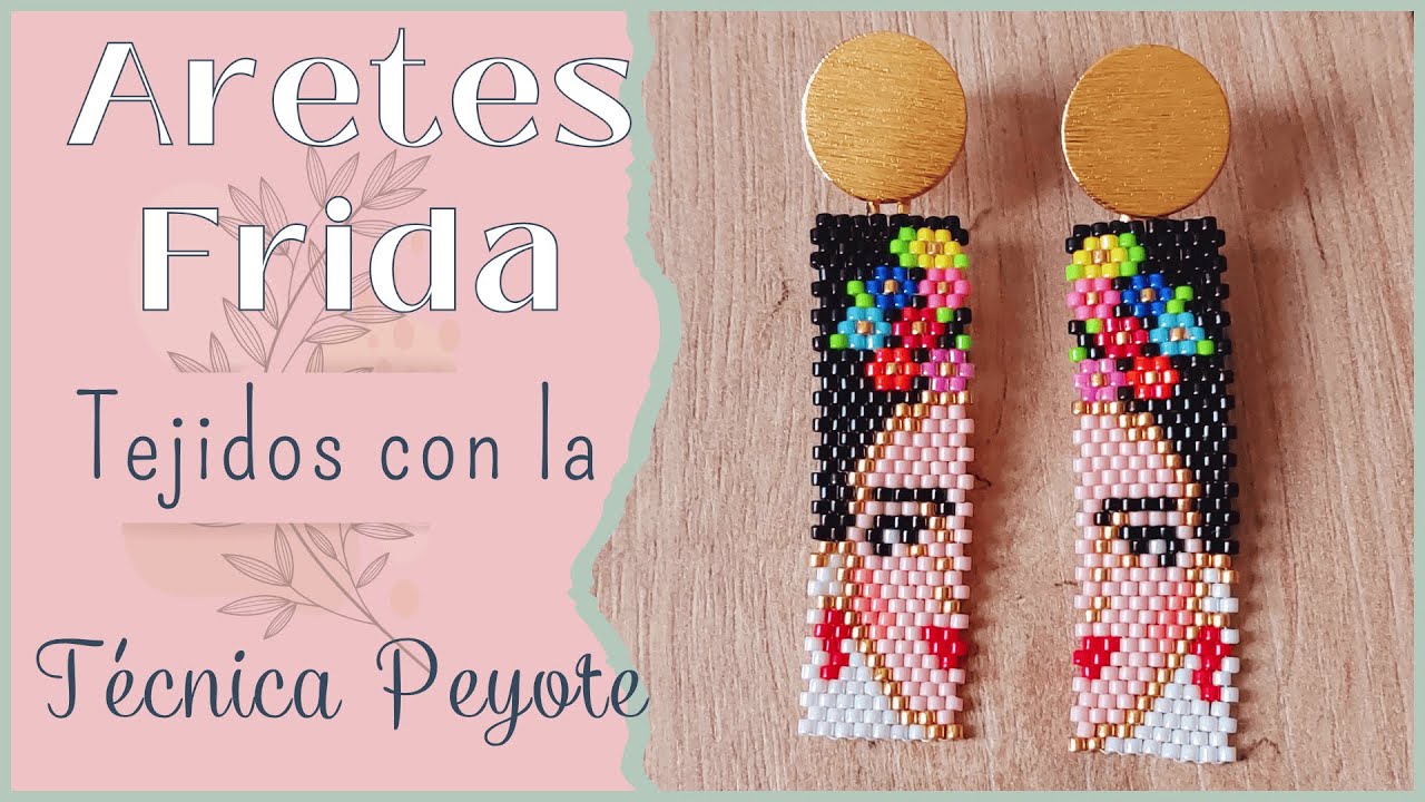Aretes Frida tejidos con miyuki técnica peyote