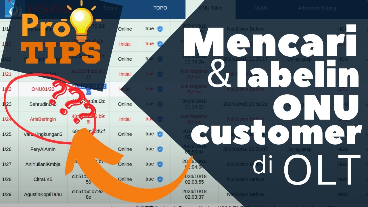 Cara Mencari dan Memberi Label ONU ONT di OLT