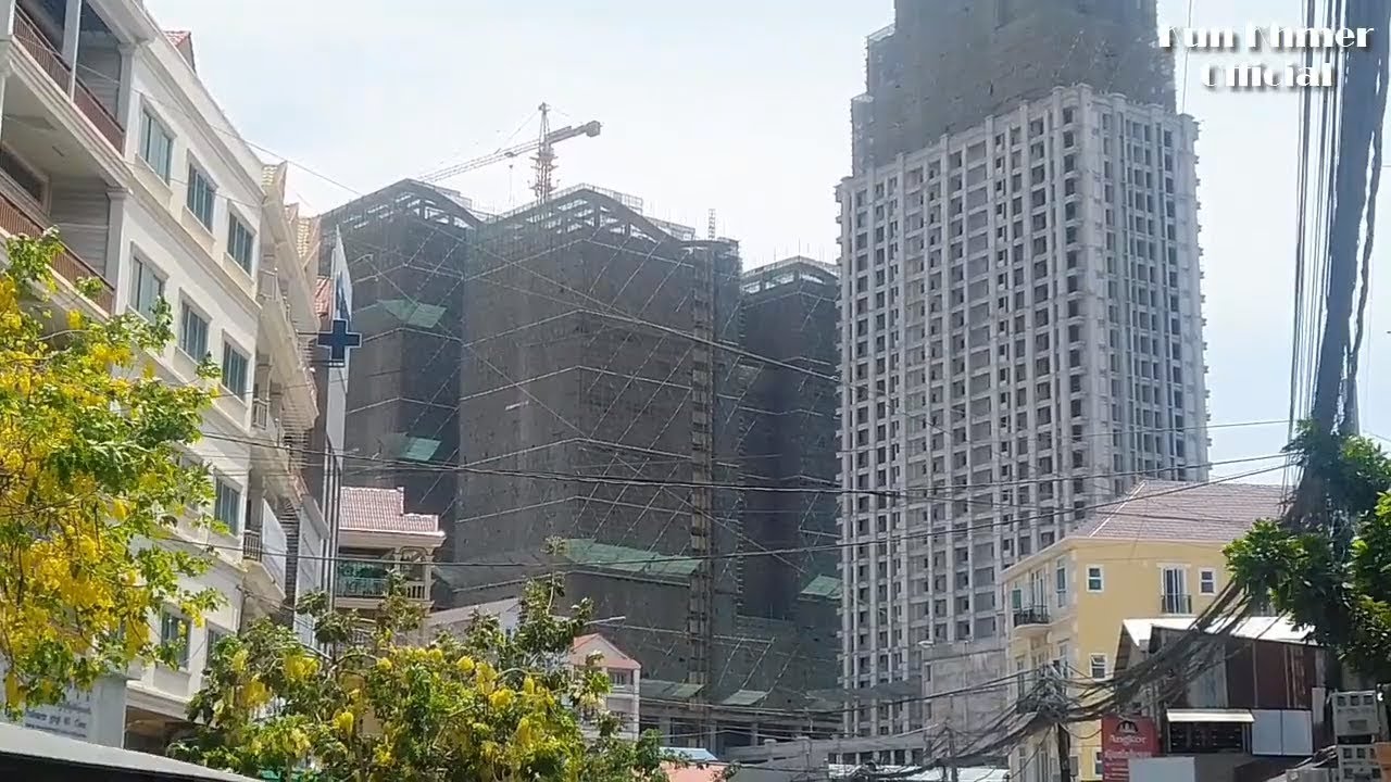 Phnom Penh Skyline 2019, View Capital of Cambodia Construction Skyscraper In Phnom Penh City