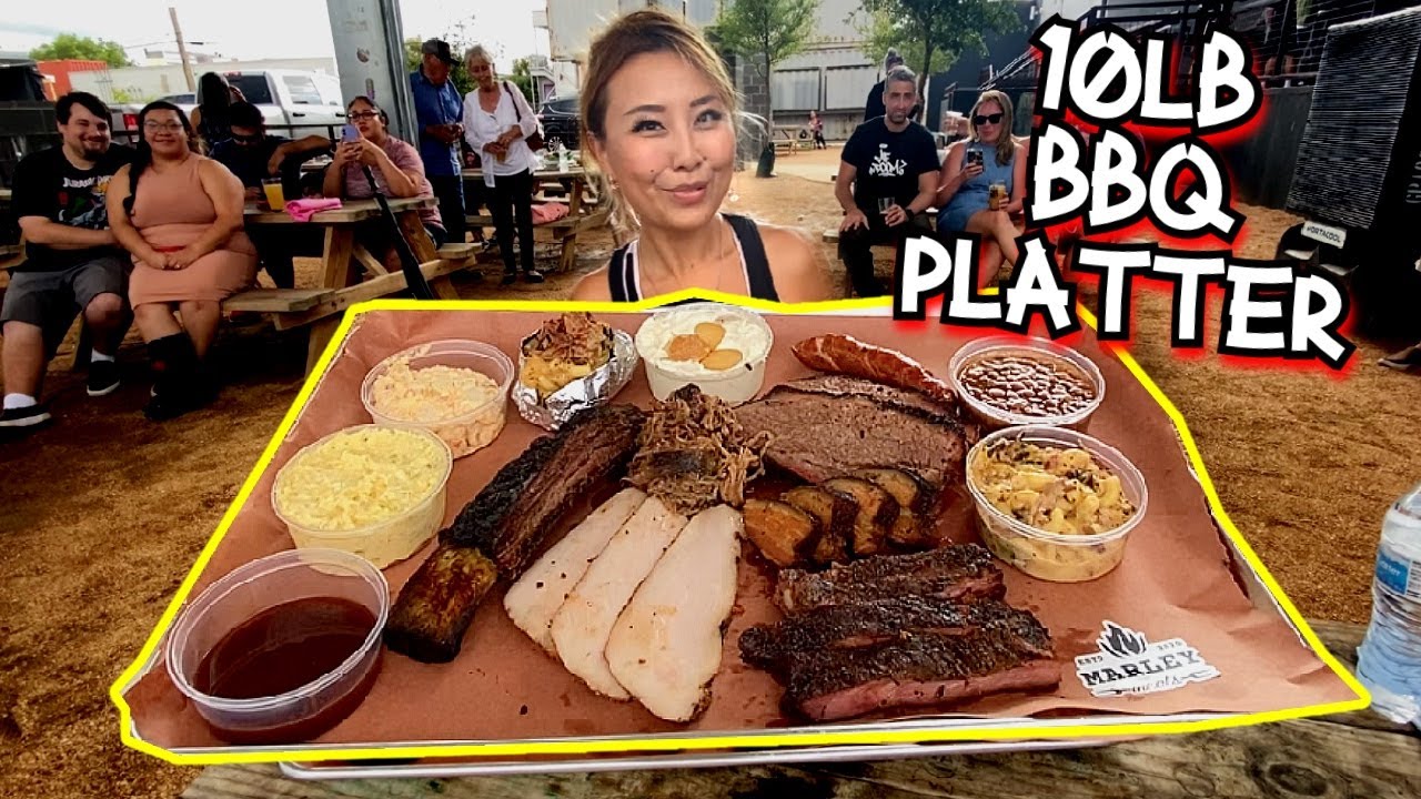 MASSIVE 10LB BBQ PLATTER EATING CHALLENGE from Marley's Meats in Lubbock, TX!!! #RainaisCrazy