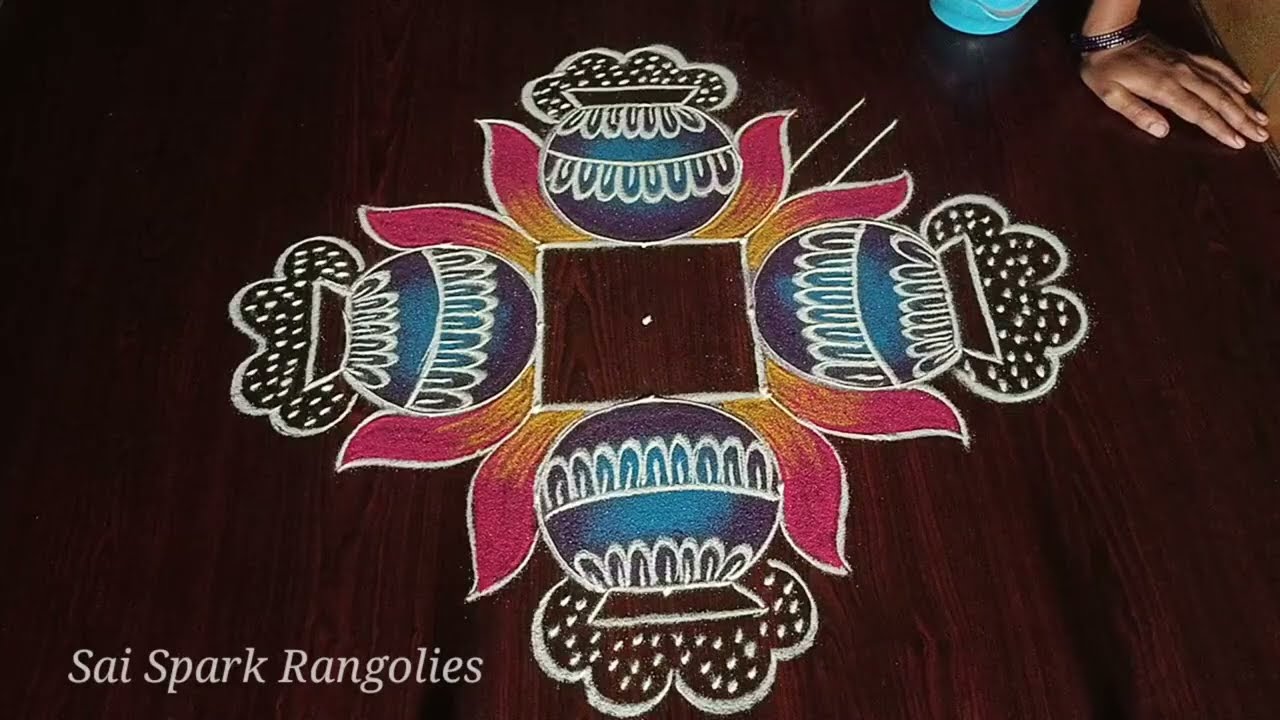 Pongal paanai kolam / pongal pot rangoli /pongal festival kolangal / traditional kolangal 