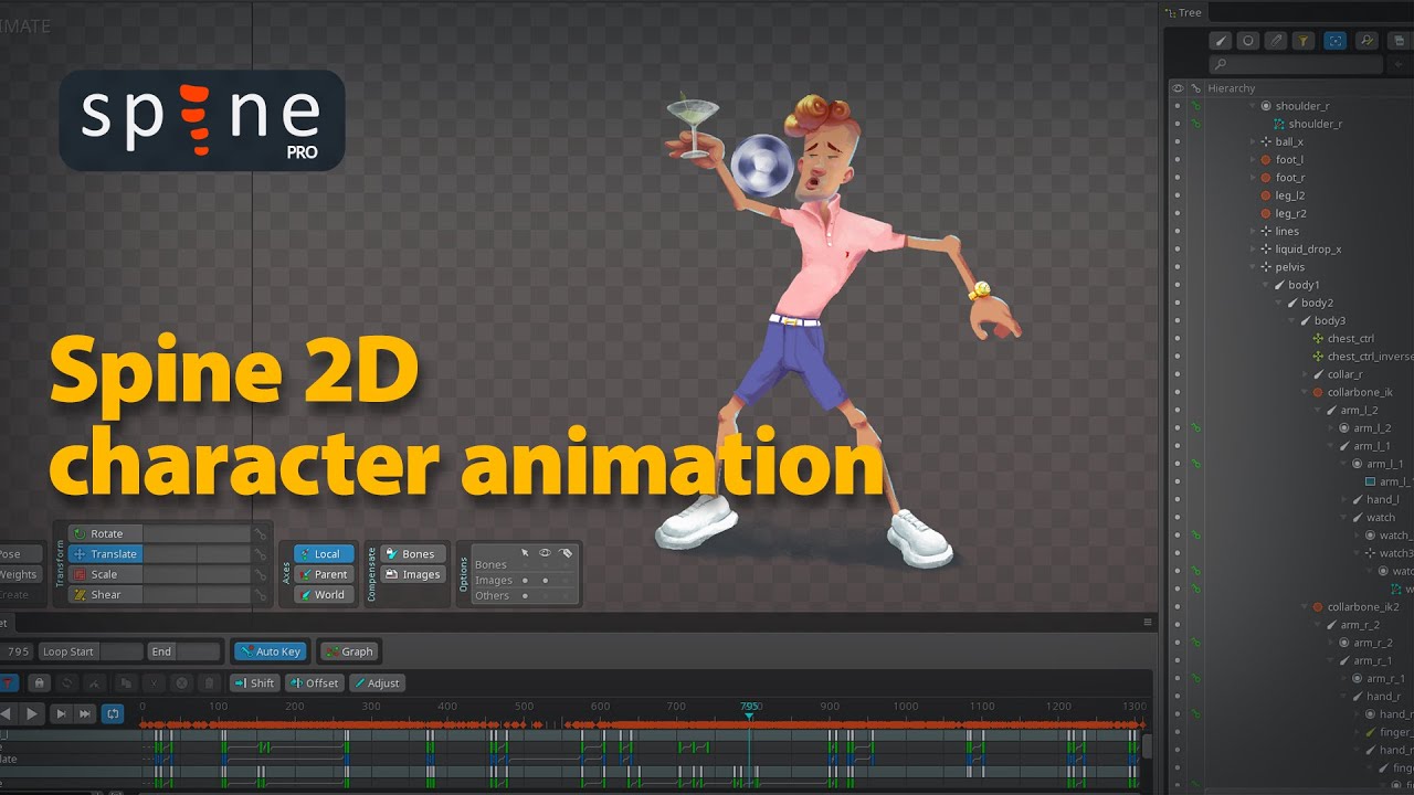 Spine 2D character animation (cartoon style)