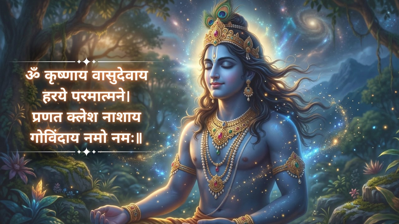 108 Times Krishna Mantra Chanting | Om Krishnaya Vasudevaya Haraye Paramatmane | Meditation Mantra