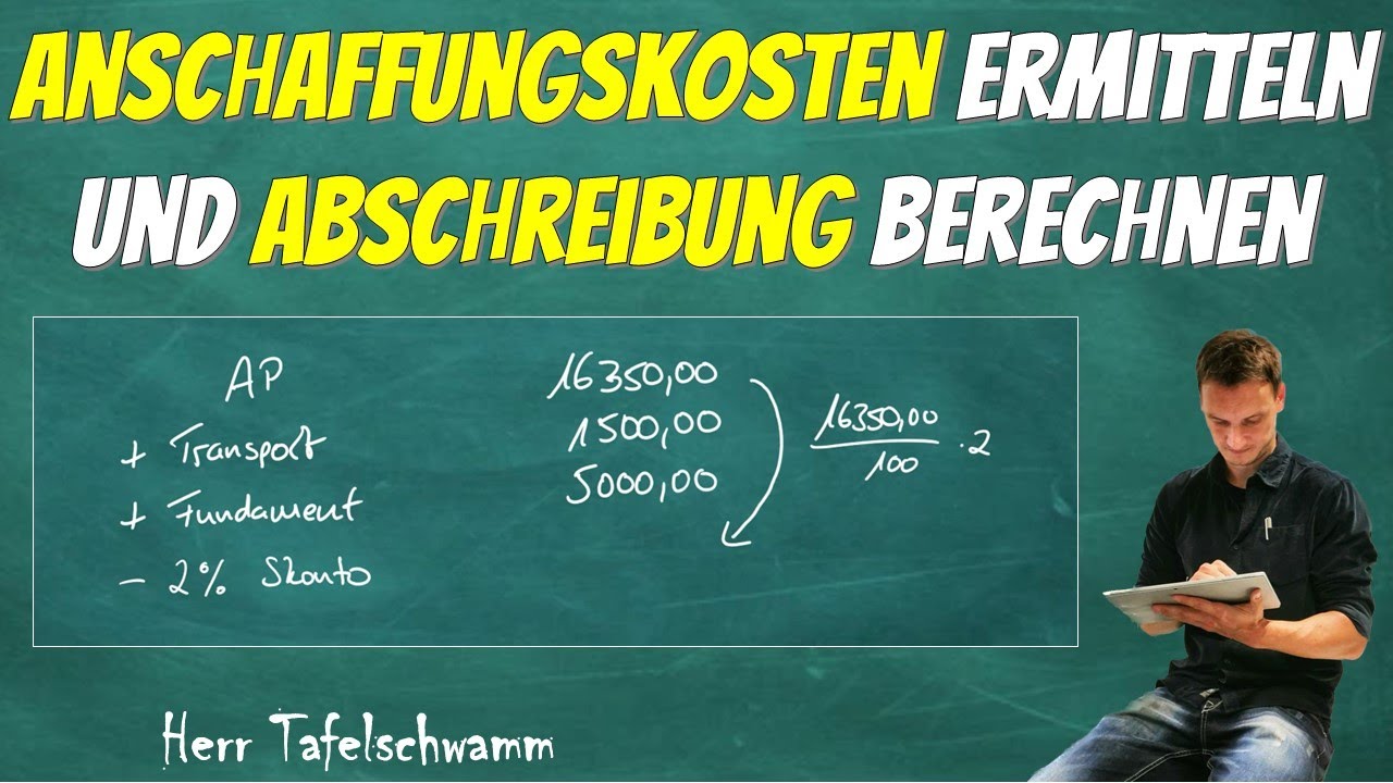Anschaffungskosten mit Nebenkosten berechnen und unterj&auml;hrige Abschreibung im ersten Jahr ermitteln