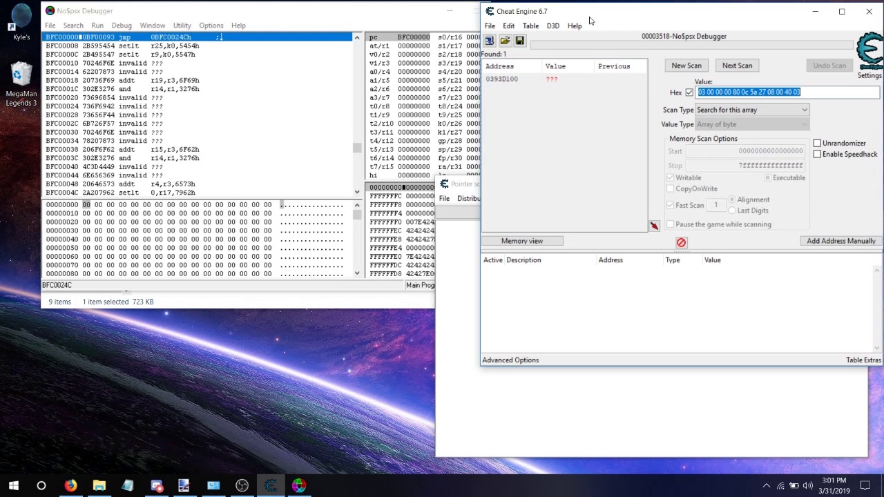 CheatEngine - Finding No$ PSX Ram Pointer Address when not a Static Address