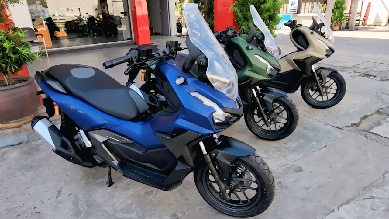2026 HONDA NEW COLORED ADVENTURE SCOOTER - ADV 160 MATTE GREEN, MATTE BLUE AND BROWN WALKAROUND