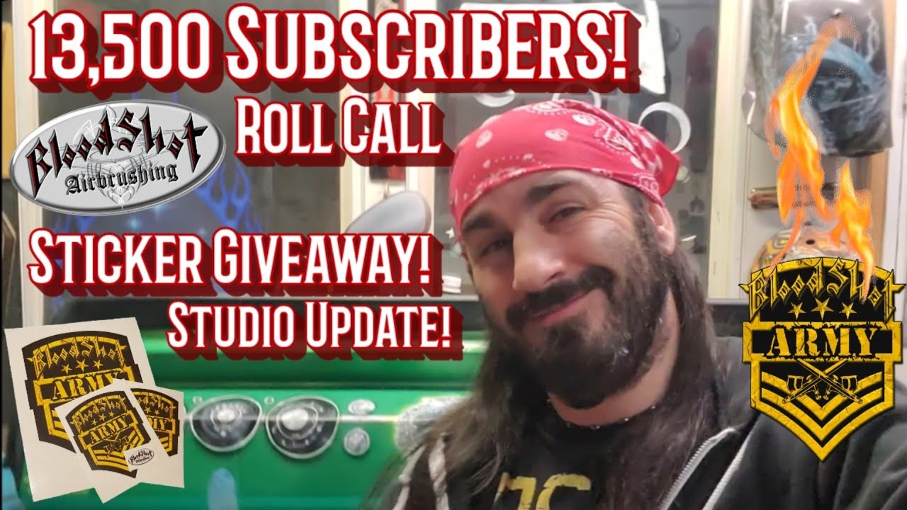 13,500 Subscriber Roll Call Sticker Giveaway & Studio Update Video.