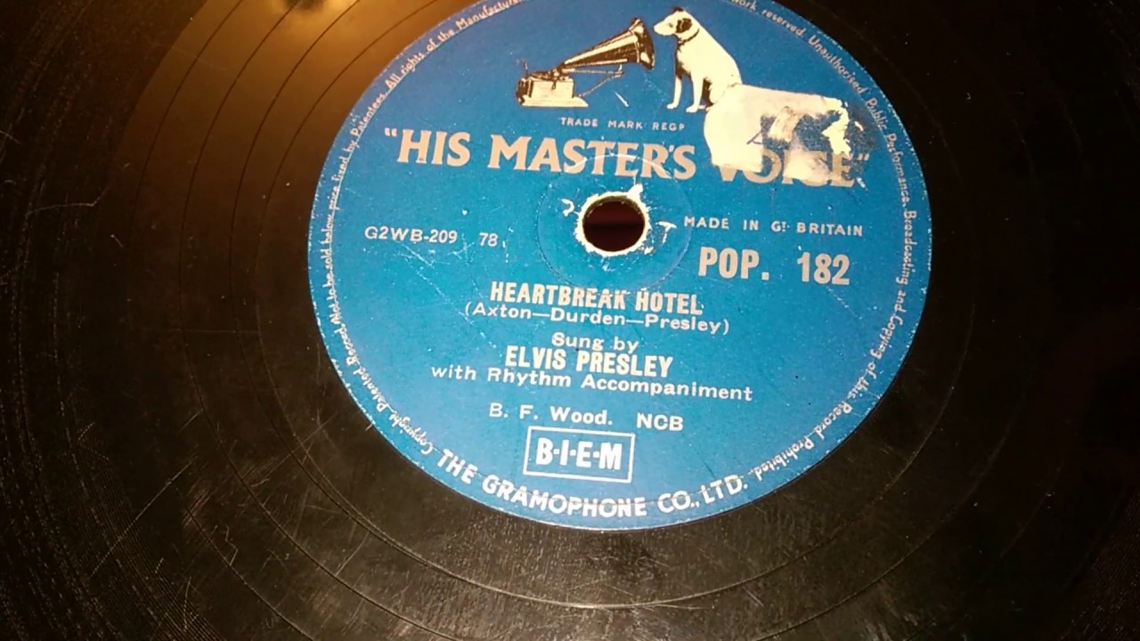 Elvis Presley - Heartbreak Hotel - HMV 78rpm - HMV 157 Gramophone