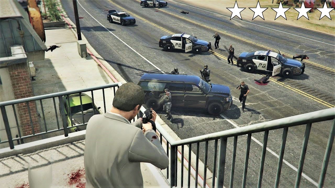 GTA 5 - Michael's FIVE STAR RAMPAGE ON A BRIDGE (GTA V Funny Moments)