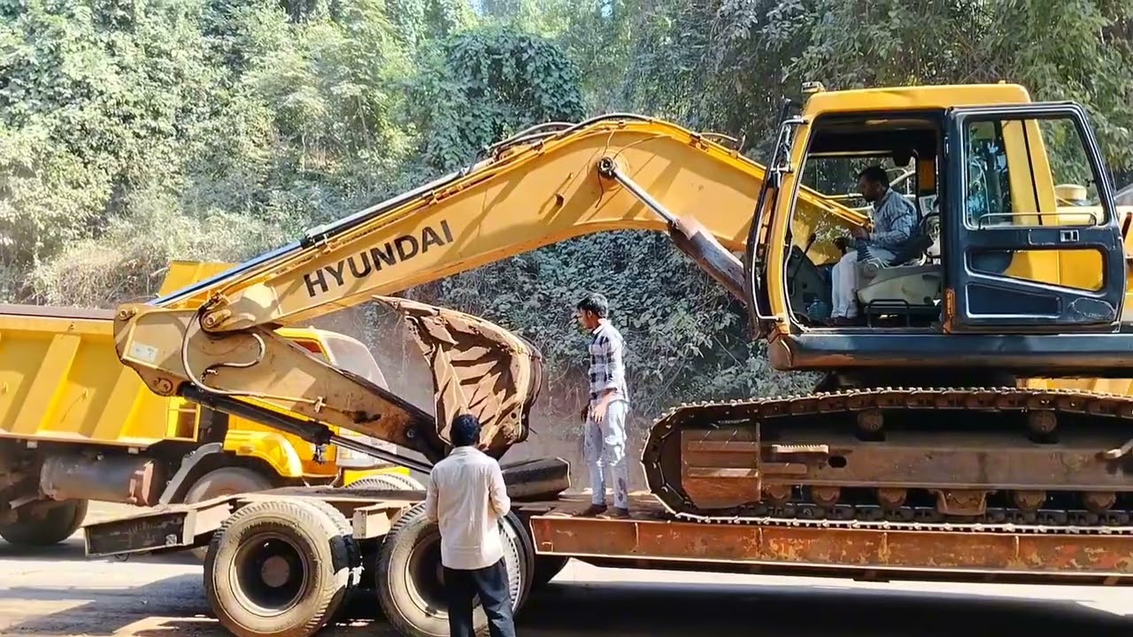 Excavator Trailer Loading-Unloading & Mitti Loading in Dumper | Hyundai 21 0 Work