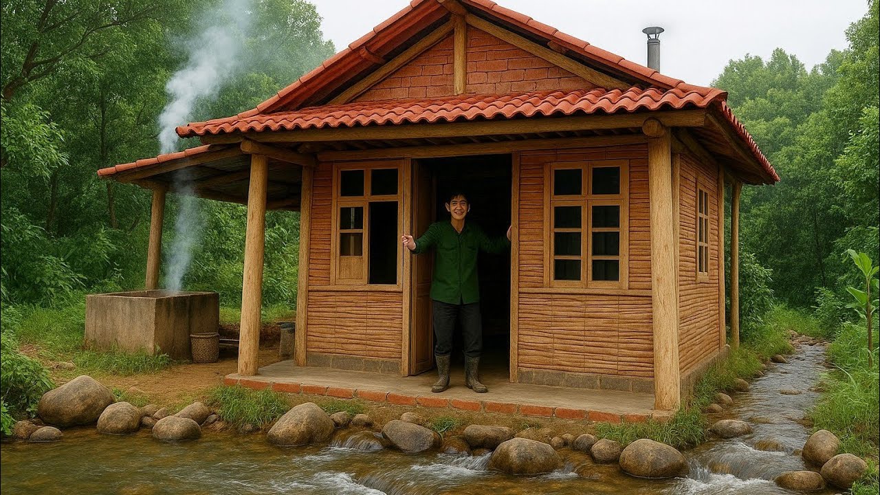 Tiny House Cabin Build in 60 Days – Red Roof, Bushcraft Style (Full Timelapse)