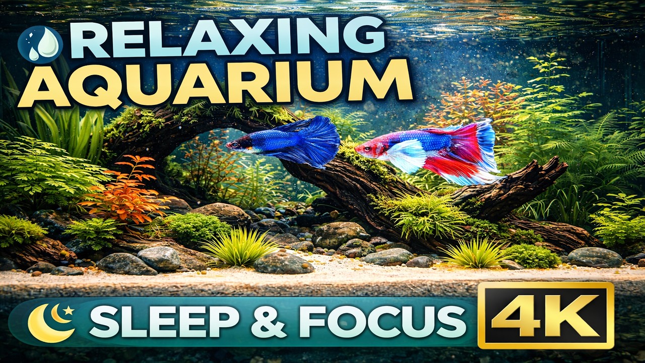 4K Relaxing Aquarium 🌊 Colorful Betta Fish & Peaceful Underwater Ambience for Sleep & Focus