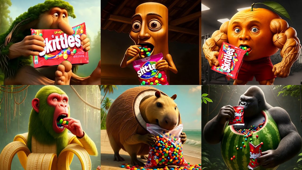 All Italian Brainrot But They All Eating Skittles