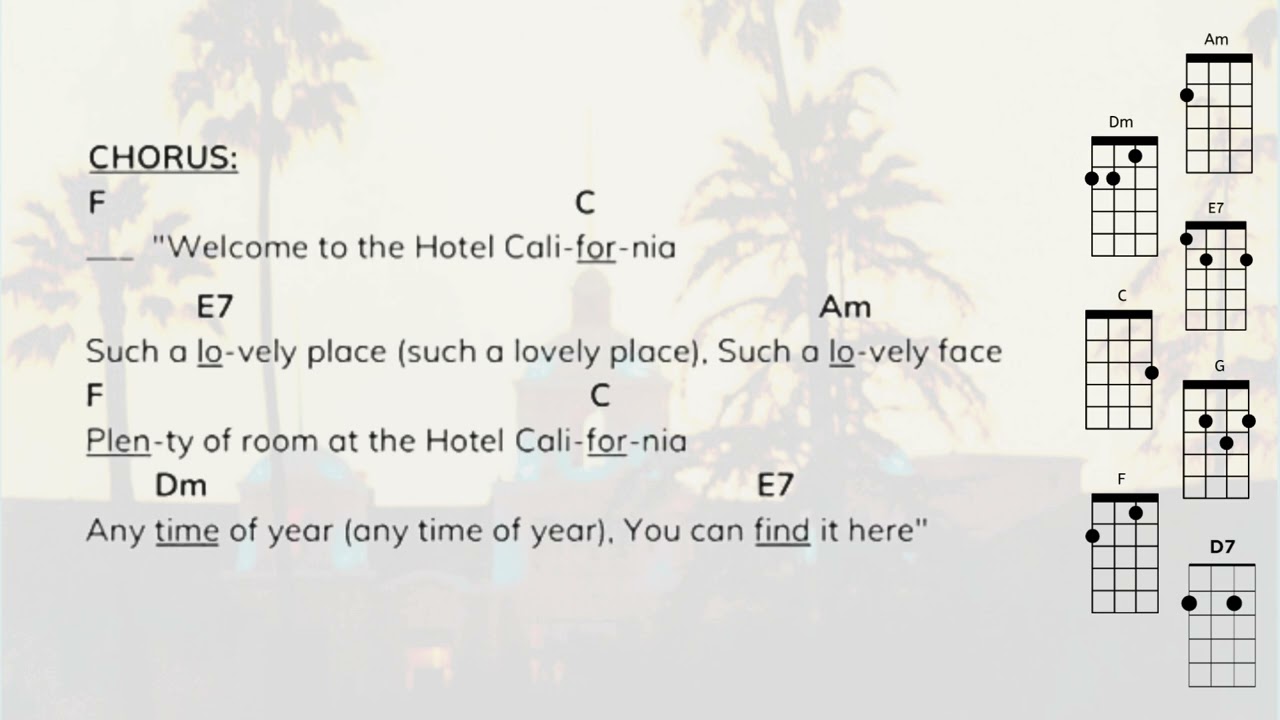 Hotel California - Eagles - Ukulele Play Along