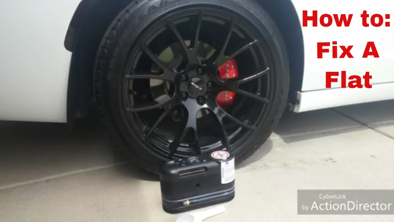 How To Fix A Flat Tire On Your Dodge Charger / Challenger - Dodge Tire Repair Kit / Gas Funnel