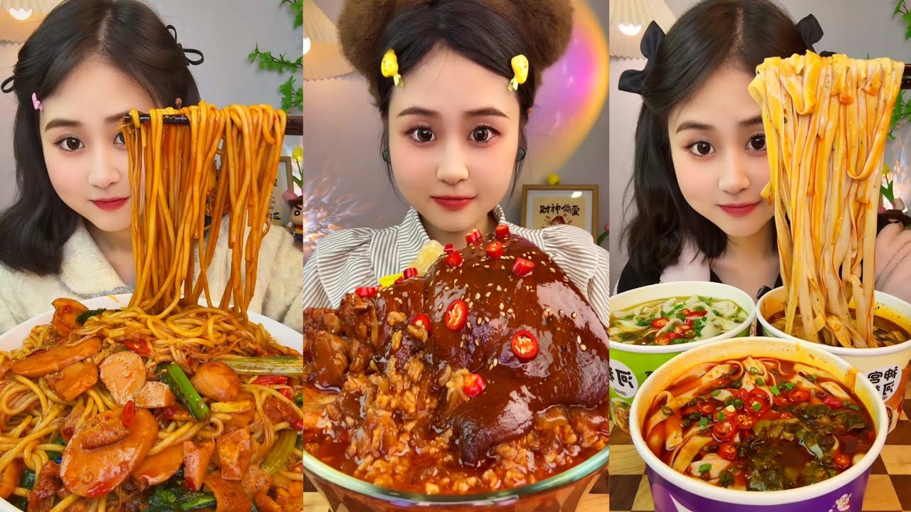 ASMR EATING SPICY AND HOT Korean Noodles 먹방 | Chinese Spicy Food ASMR 중국먹방 | ASMR Eating Video