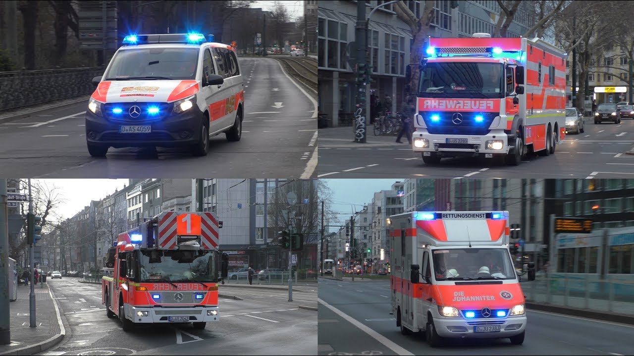 [AUSNAHMEZUSTAND IN DÜSSELDORF-ELW3] - Einsatzfahrten Rettungsdienst, Feuerwehr Weiberfastnacht 2019