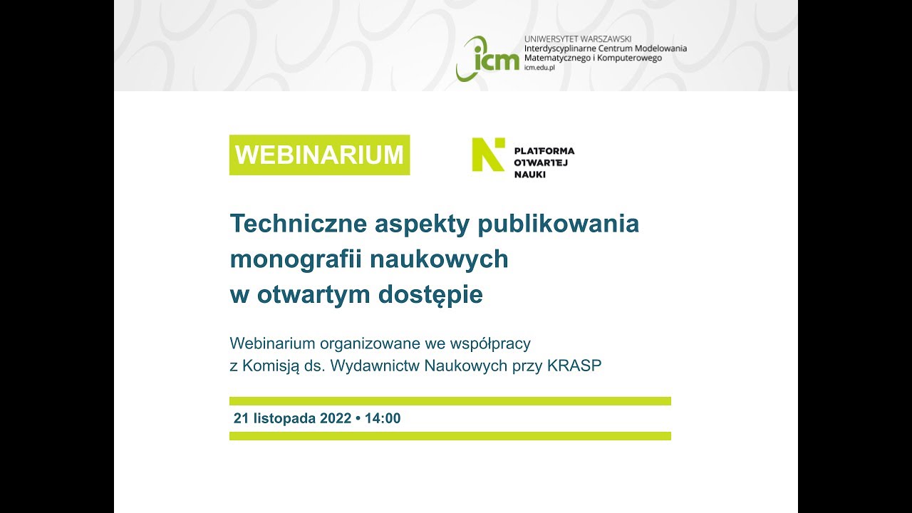 Techniczne aspekty publikowania otwartych monografii naukowych (część 1)