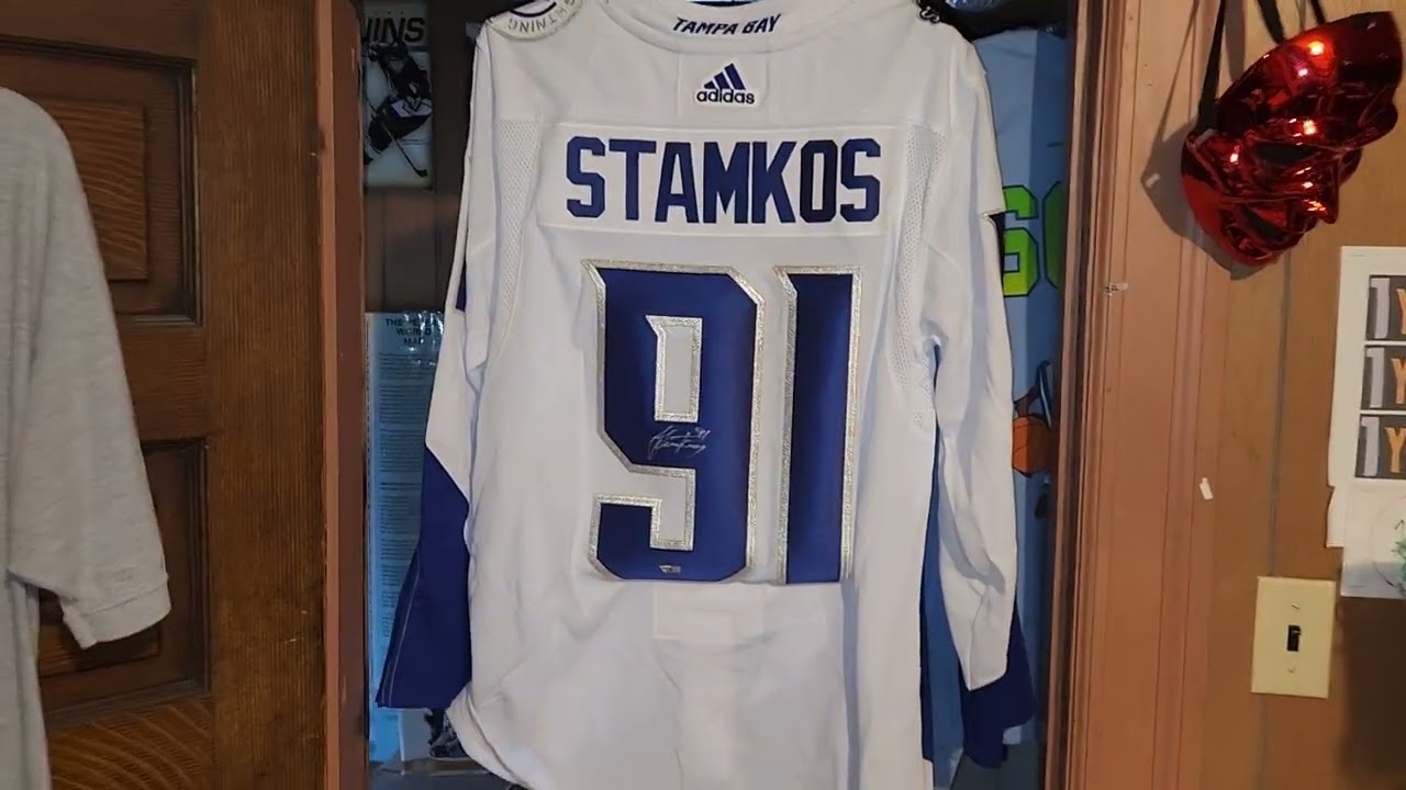 STEVEN STAMKOS 91 TAMPA BAY LIGHTNING 2022 STADIUM SERIES NASHVILLE ADIDAS HOCKEY JERSEY AUTOGRAPHED
