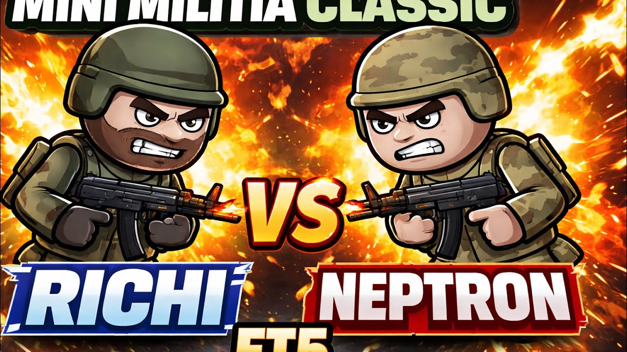 Mini Militia Classic | Richi vs Neptron | FT5 Intense Battle
