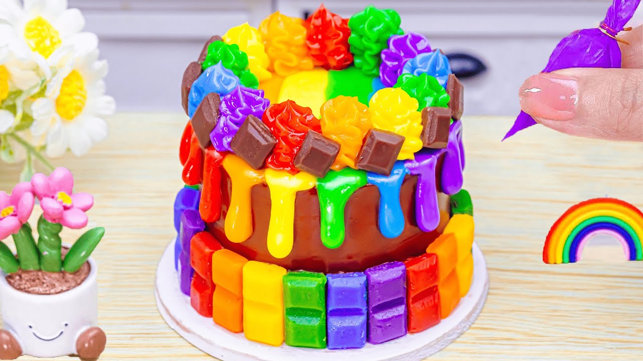 Mini Rainbow Cake Recipe With Chocolate 🌈Miniature Sweet Rainbow Chocolate Cake🌈By HT Mini Cakes