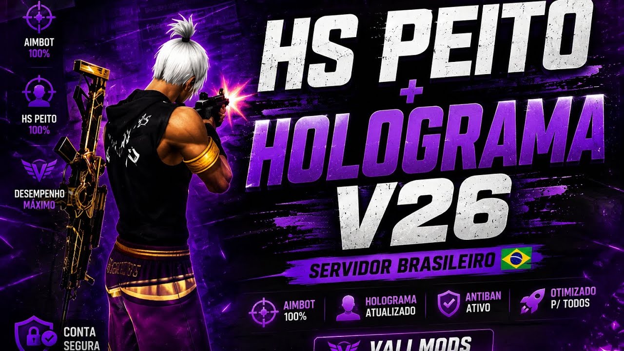 NOVO HACKS 👑 HS PEITO HOLOGRAMA FREE FIRE GRATIS, ANT BLACKLIST ANT BAN 