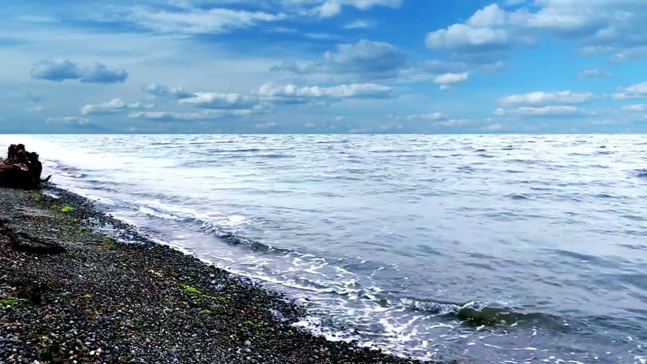 Soft Harbor Waves   Blue Sky Clouds for Deep Sleep, Study, Relaxation   Pure Ocean Sounds 8 HOURS