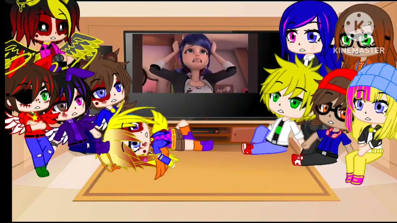 FNaF 1 + Miraculous Ladybug reacts to Miraculous Ladybug AMVs
