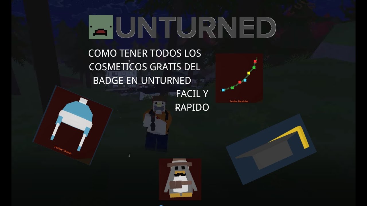 Como tener todos los accesorios gratis del achievement gratis en Unturned🤯