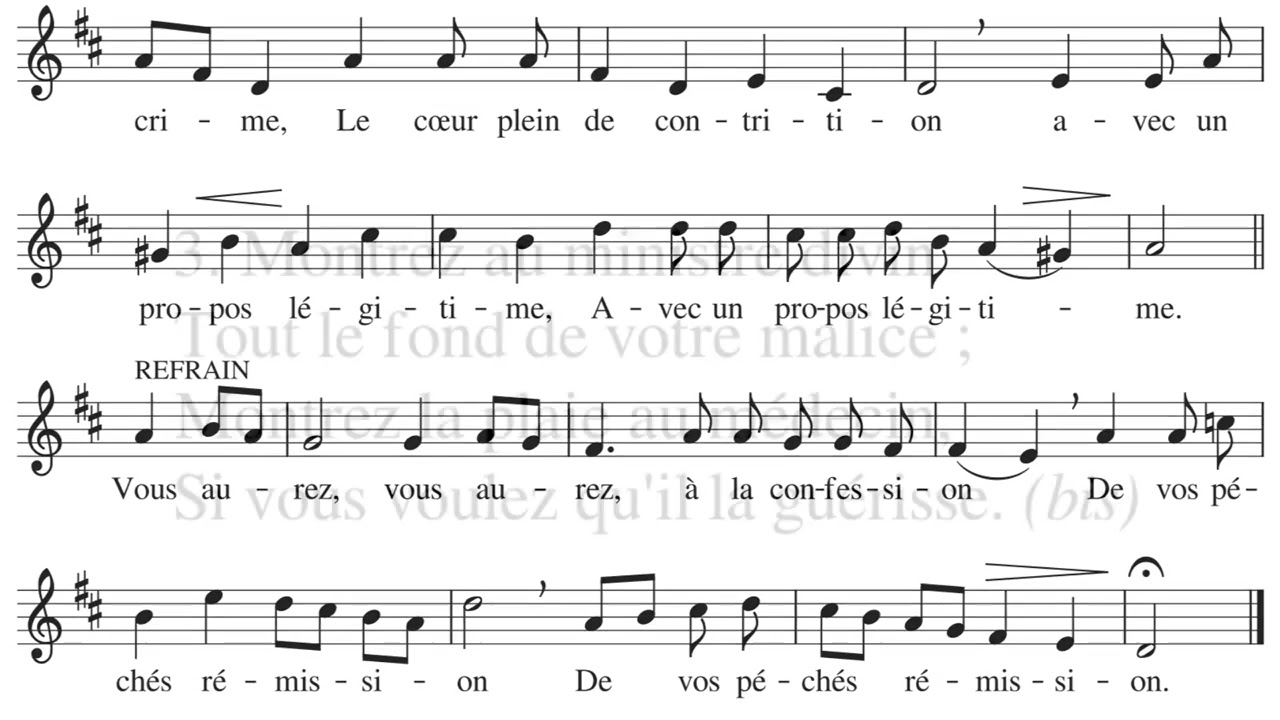 cantique Venez à la confession