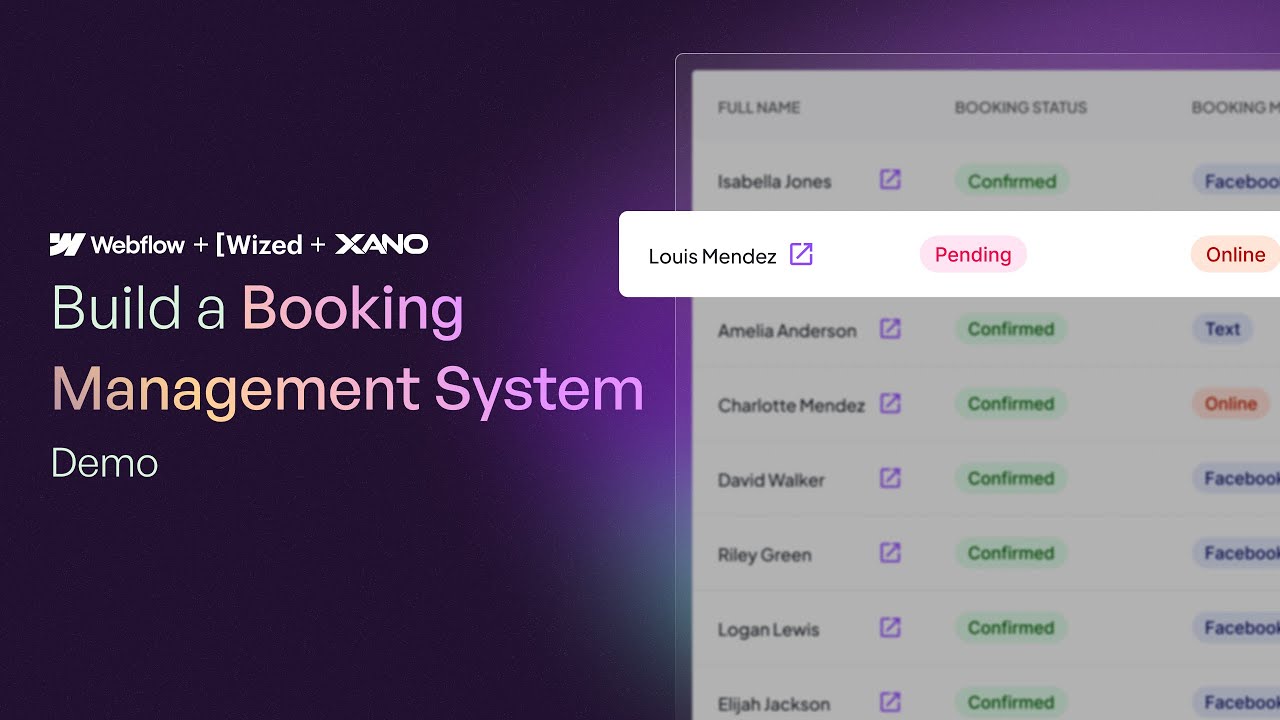 Build A Booking Management System with Webflow, Wized (Embed 2.0) & Xano - Demo (Reuploaded)