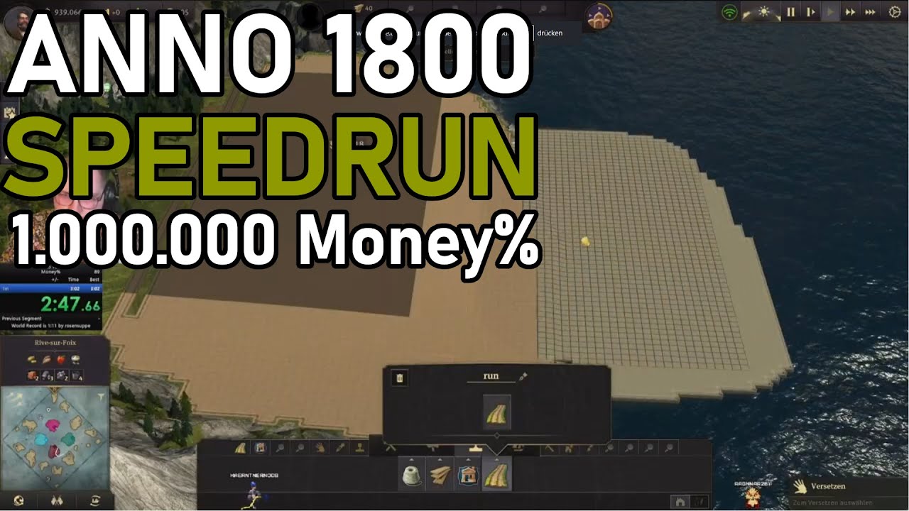 Anno 1800 Speedrun Money% 1M in 2:56
