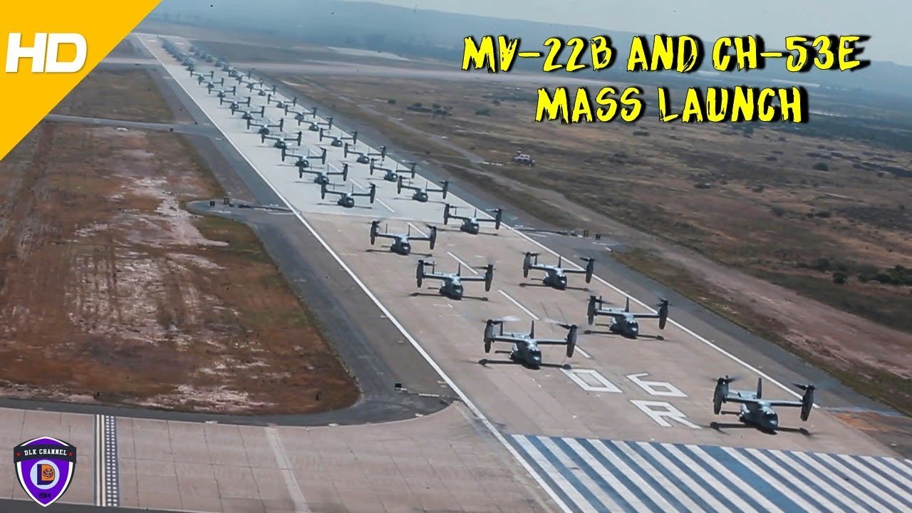 MV-22B Ospreys & CH-53E Super Stallions Mass Launch with MAG