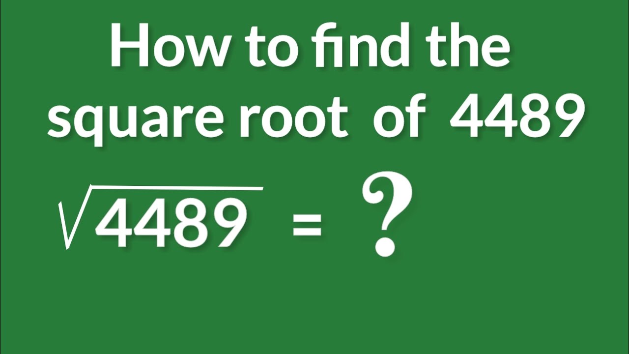 Find square root of 4489 by long division method. @SHSIRCLASSES.