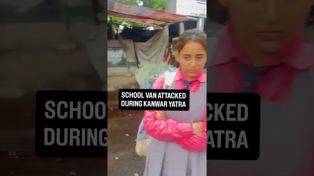 School Van Allegedly Attacked During Kanwar Yatra in Lucknow | Viral Video