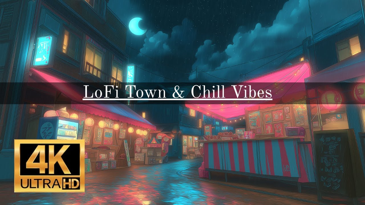 Night Rain in LoFi Town – 4K Chill Ambience for Total Brain Reset and Inner Peace ☔🌃🎶