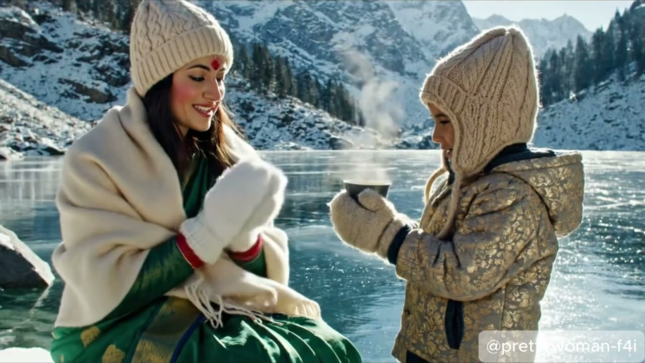 Desi Queen in a Snow Saree ❄️&mdash; Emerald in White &mdash; Aanya&rsquo;s Winter Saree Walk