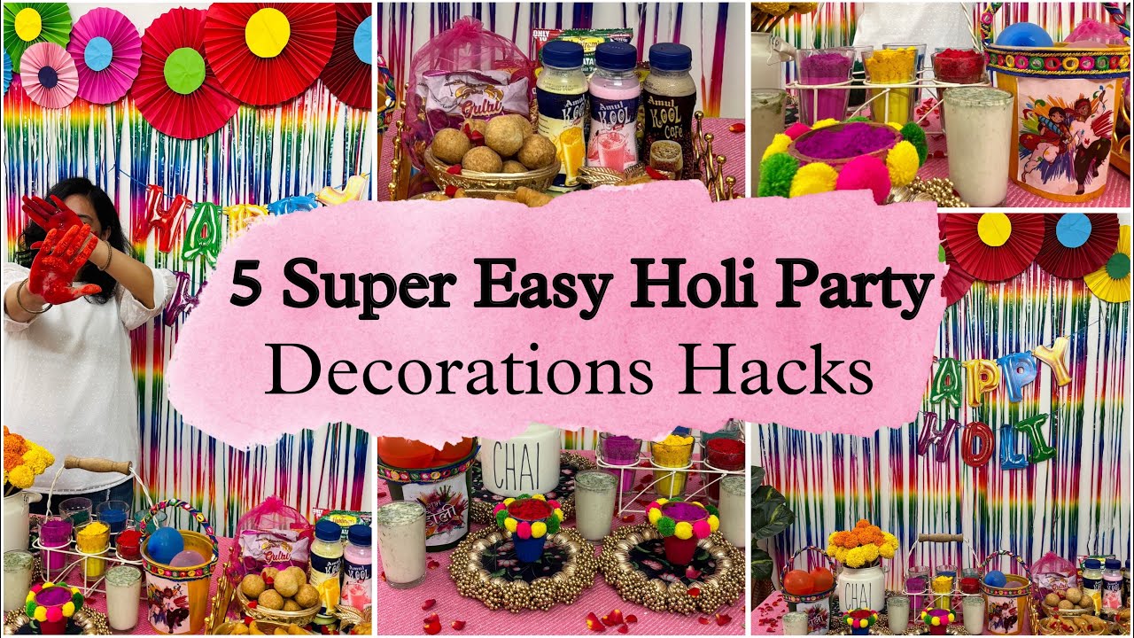 5 Easy Holi Decorations Hacks | Holi Party Decoration Ideas | How to arrange Holi Party| Holi  Party