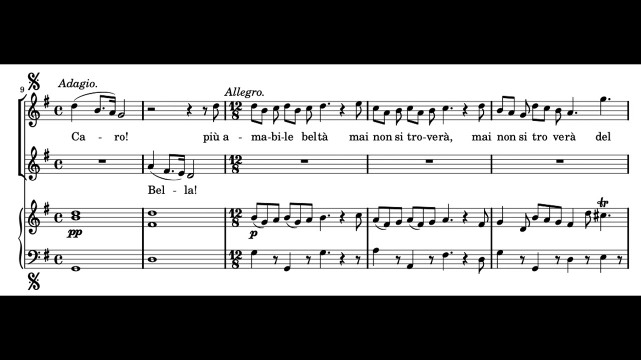 Caro! Bella! Più amabile beltà (Giulio Cesare - G.F. Händel) Score Animation