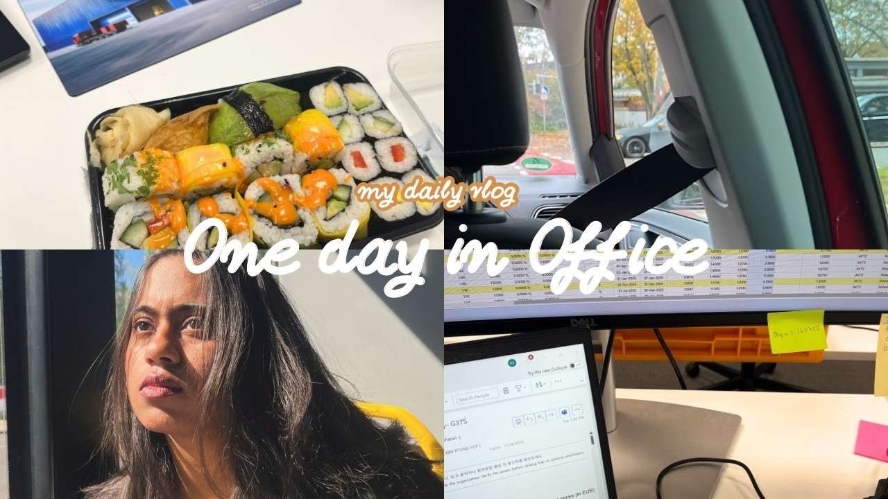 Office me khaya Sushi with chopsticks | Intern in Stuttgart |  Germany vlog-5