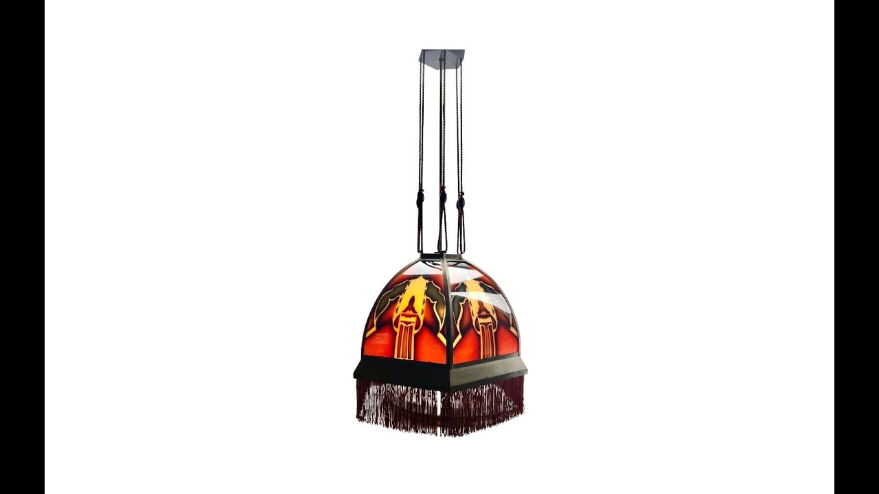 Amsterdam school ceiling lamp with geometric motif, 1930s
