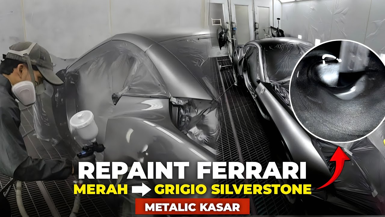 Full Repaint Ferrari Dari Merah ke Grey Metallic - Projeck SPPF Tangtangan Metalik Kasar