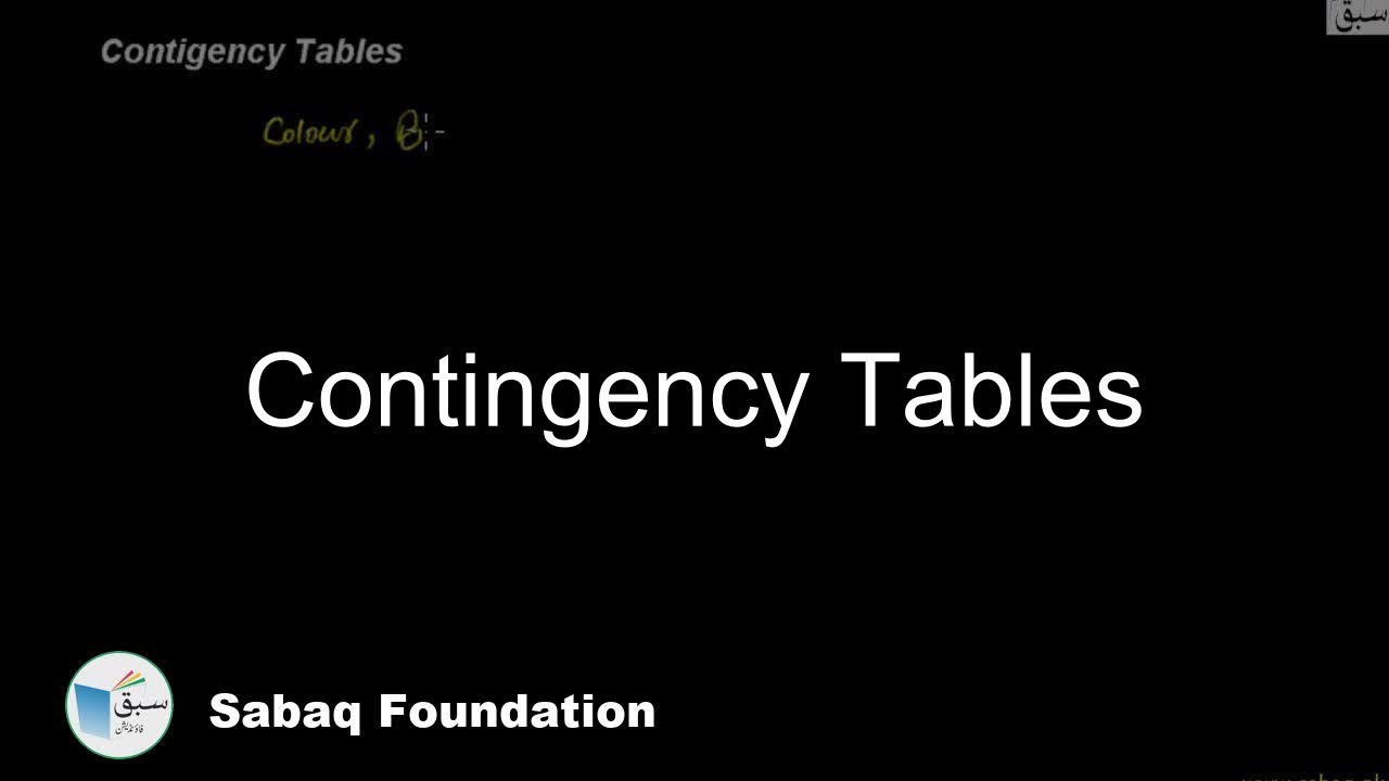 Contingency Tables, Statistics Lecture | Sabaq.pk