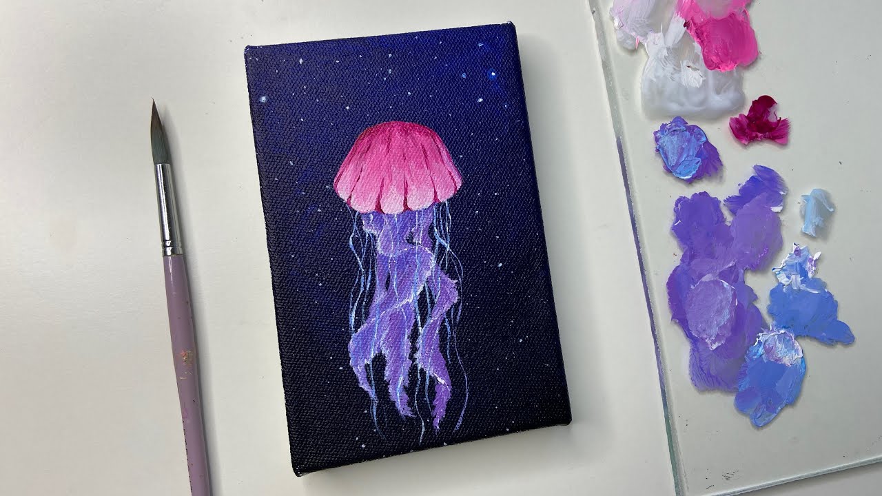 Jelly fish painting/ acrylic painting for beginners tutorial/ acrylic painting tutorial
