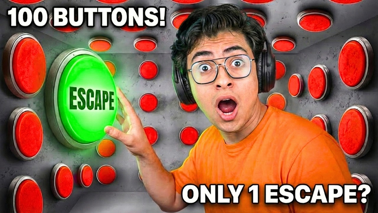 100 MYSTERY BUTTONS But ONLY ONE let’s you ESCAPE😱 BUTTON PRISON
