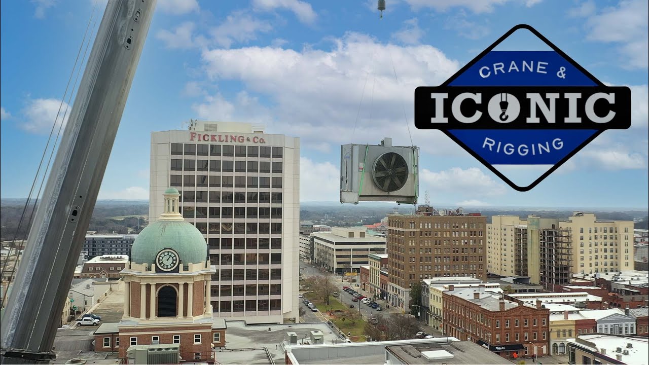 Iconic Crane & Rigging  HVAC Rigging and Removal At The Bibb Co Courthouse