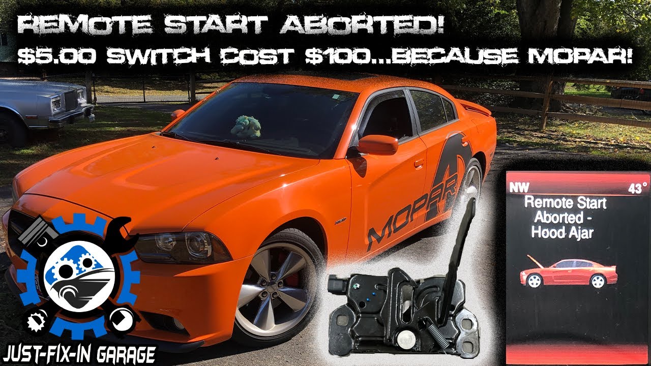 $5.00 SWITCH COST $100.00 TO FIX - REMOTE START ABORTED - 2014 Charger Hood Latch Replacement