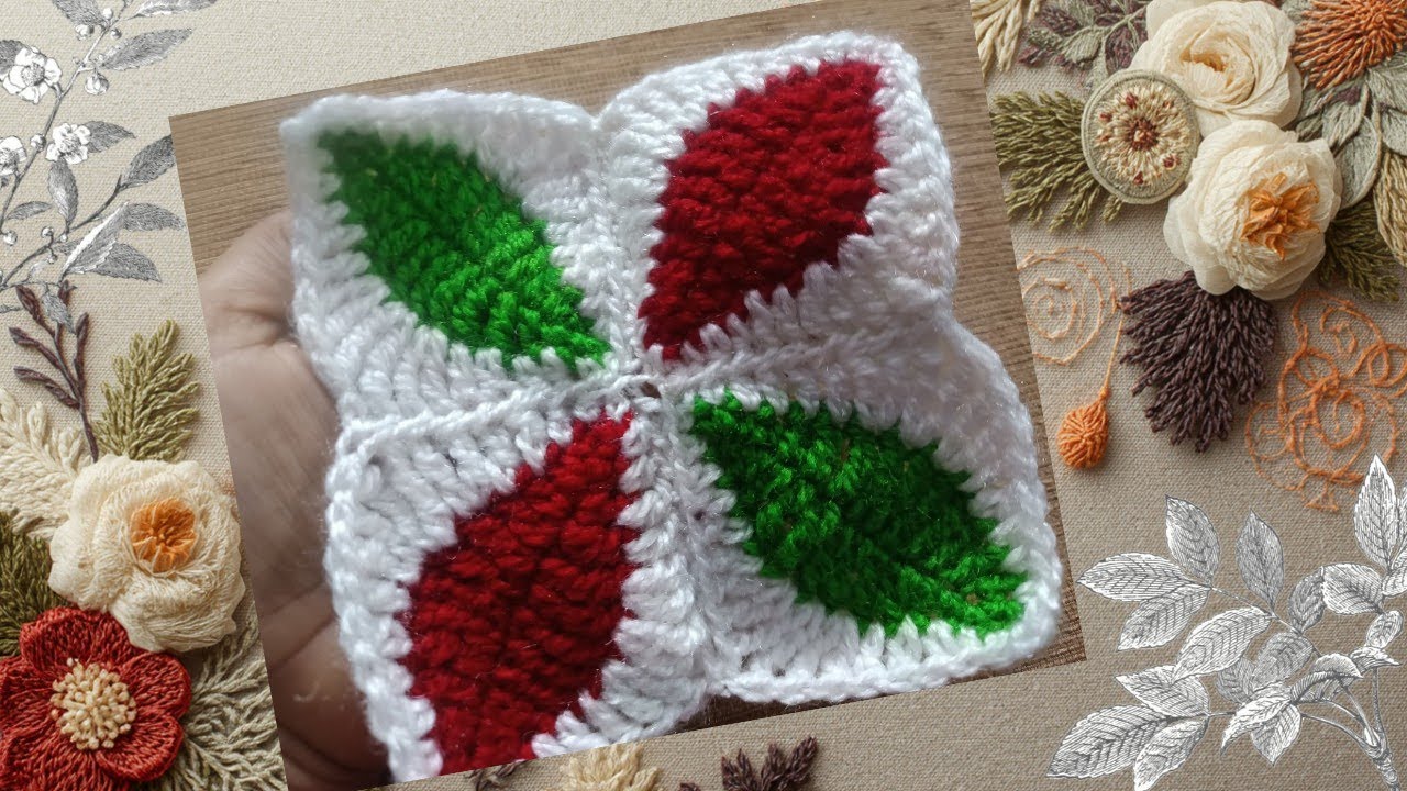 Crochet Leaf Square  making for Blanket,Sofa Throw and Pillows step by step Tutorial for beginners 